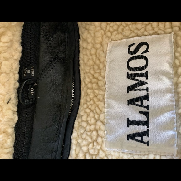 Vintage Alamos BlackLeather Faux Shearling Jacket - Picture 4 of 6